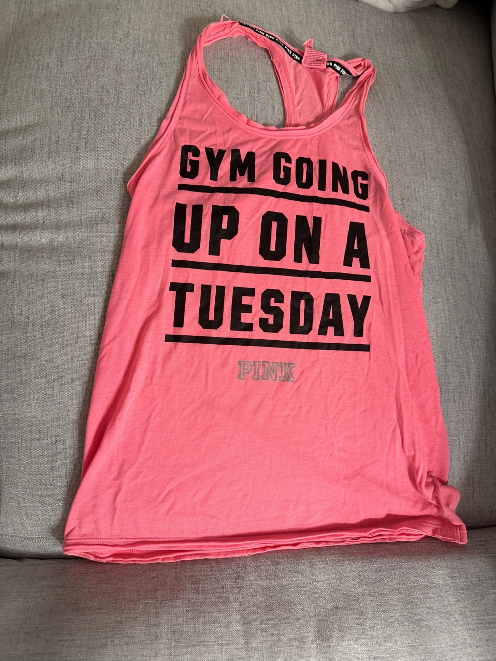Victoria’s Secret PINK Gym Going Up on a Tuesday Tank Top - Like New - Small